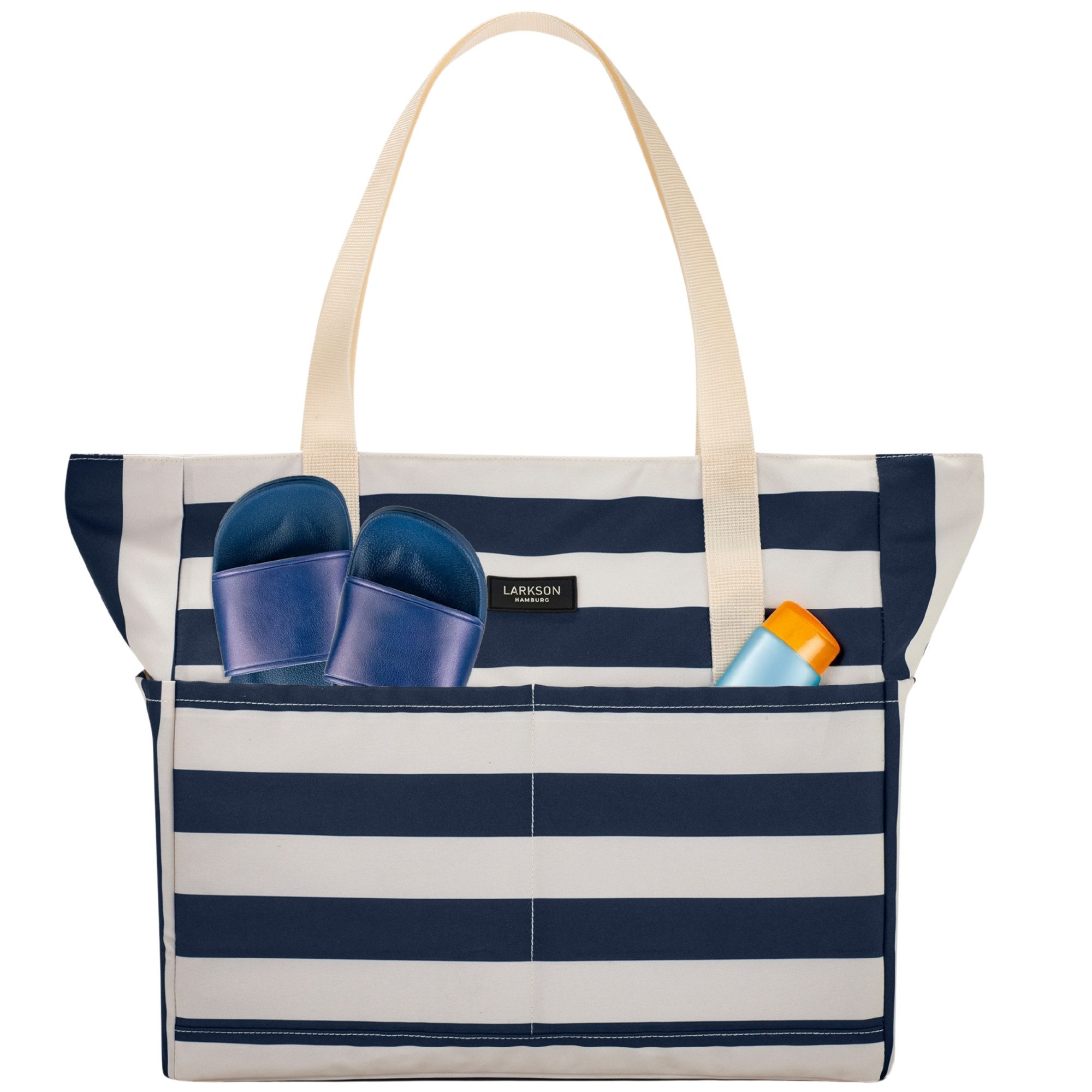 LARKSON Strandtasche Linn Strandtasche mit Reißverschluss (1-tlg), Große Beach Bag für Strand und Urlaub, Wasserabweisend