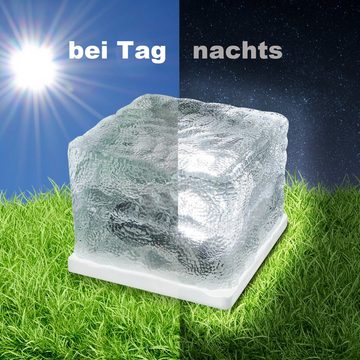 EAXUS LED Solarleuchte LED Eiswürfel Solar Cube Deko, LED fest integriert, Kaltweiß, Mit Dämmerungssensor, tolle Dekoration