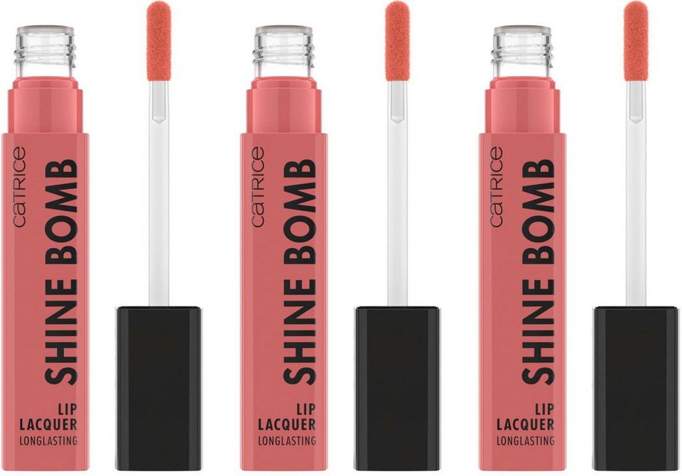 Catrice Lippenstift Shine Bomb Lip Lacquer, 3-tlg., Cremige Textur für ein  angenehmes Tragegefühl