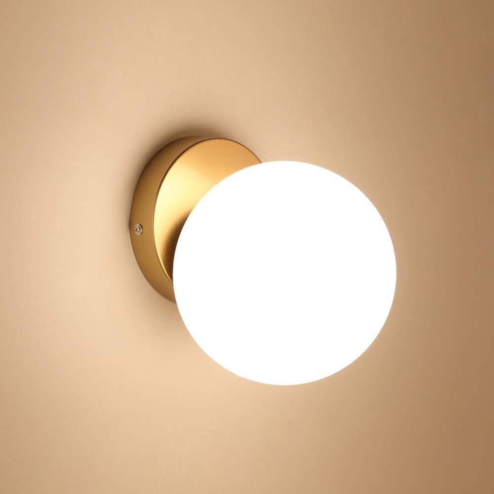 Riserva Deckenleuchten Glaskugel Wandleuchte Innen E27 Gold, Wandlampe für Flur