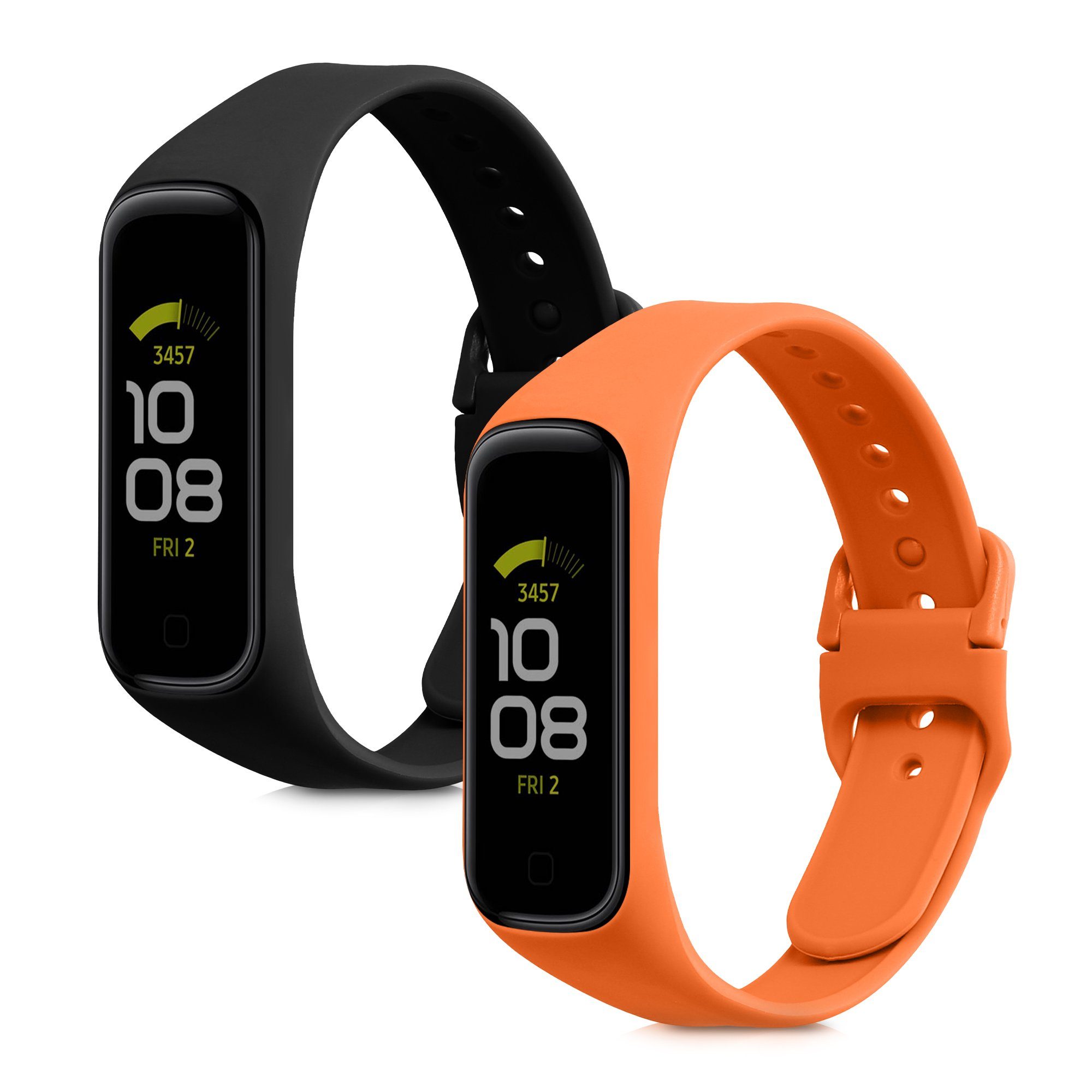 kwmobile Uhrenarmband Fit Samsung Galaxy Sportarmband Fitnesstracker 2, TPU für Set Armband Silikon 2x Schwarz