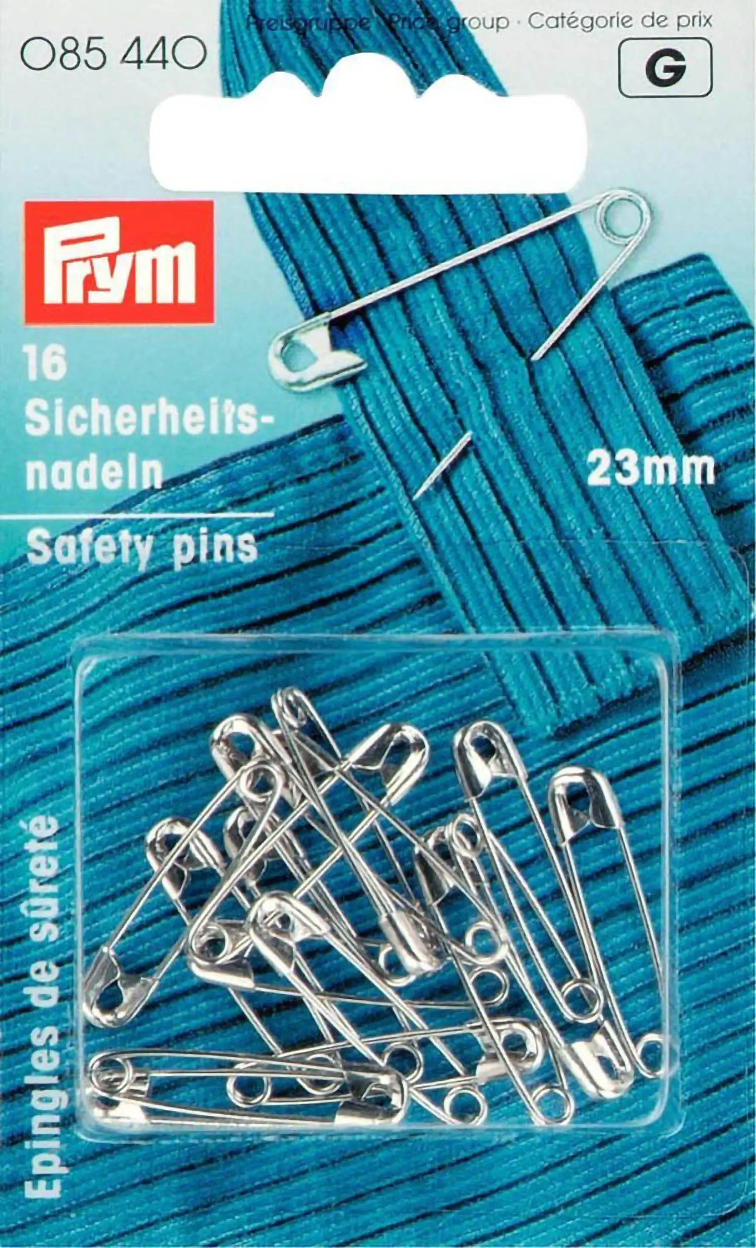 Stofferia Stoff Sicherheitsnadeln ST 23 mm silberfarbig, Meterware