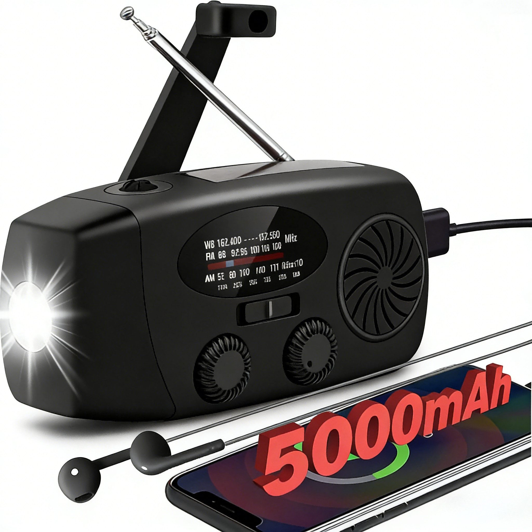 Toomoke Notfallradio, Solar Radio, Tragbares Radio, AM/FM/NOAA Kurbelradio Notfallradio (Led Taschenlampe, SOS-Alarm, handy ladefunktion, für Camping, Ourdoor)