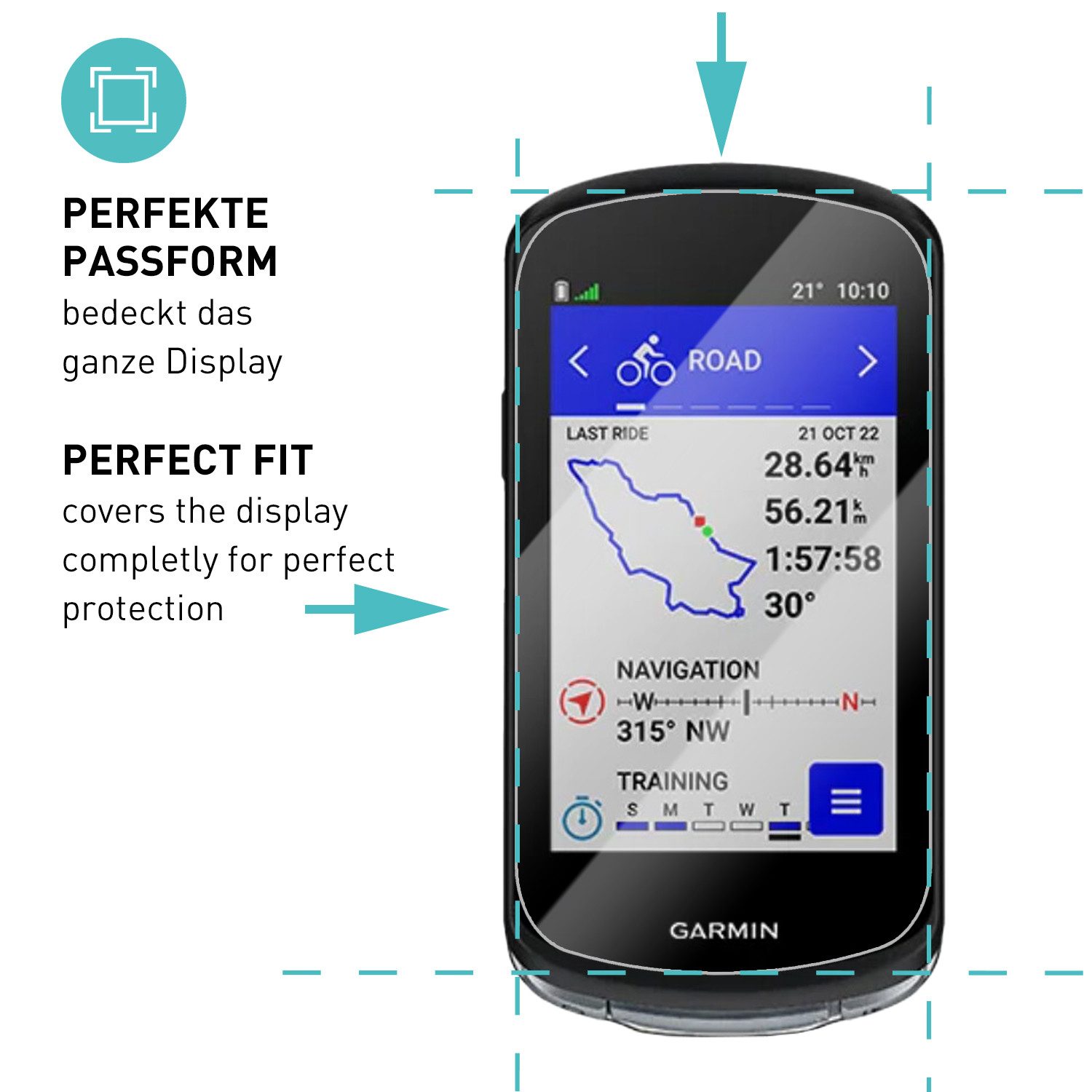 smartect Displayschutzglas Schutzglas Panzerfolie Klar für Garmin Edge 1040/1040 Solar, Set, 3 Stück, Schutzfolie Glasschutz Bildschirm