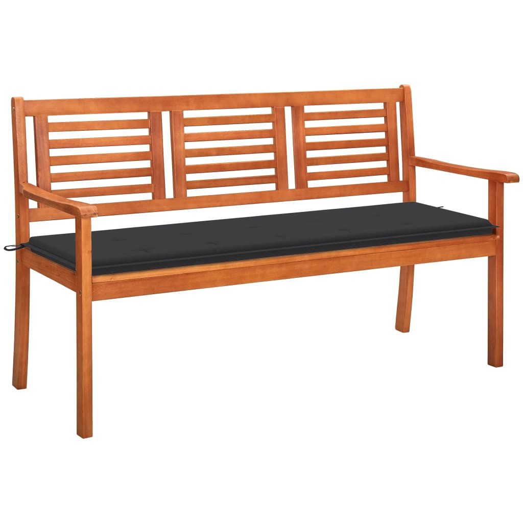 vidaXL Gartenbank 3-Sitzer-Gartenbank mit Auflage 150 cm Massivholz Eukalyptus (1-St)