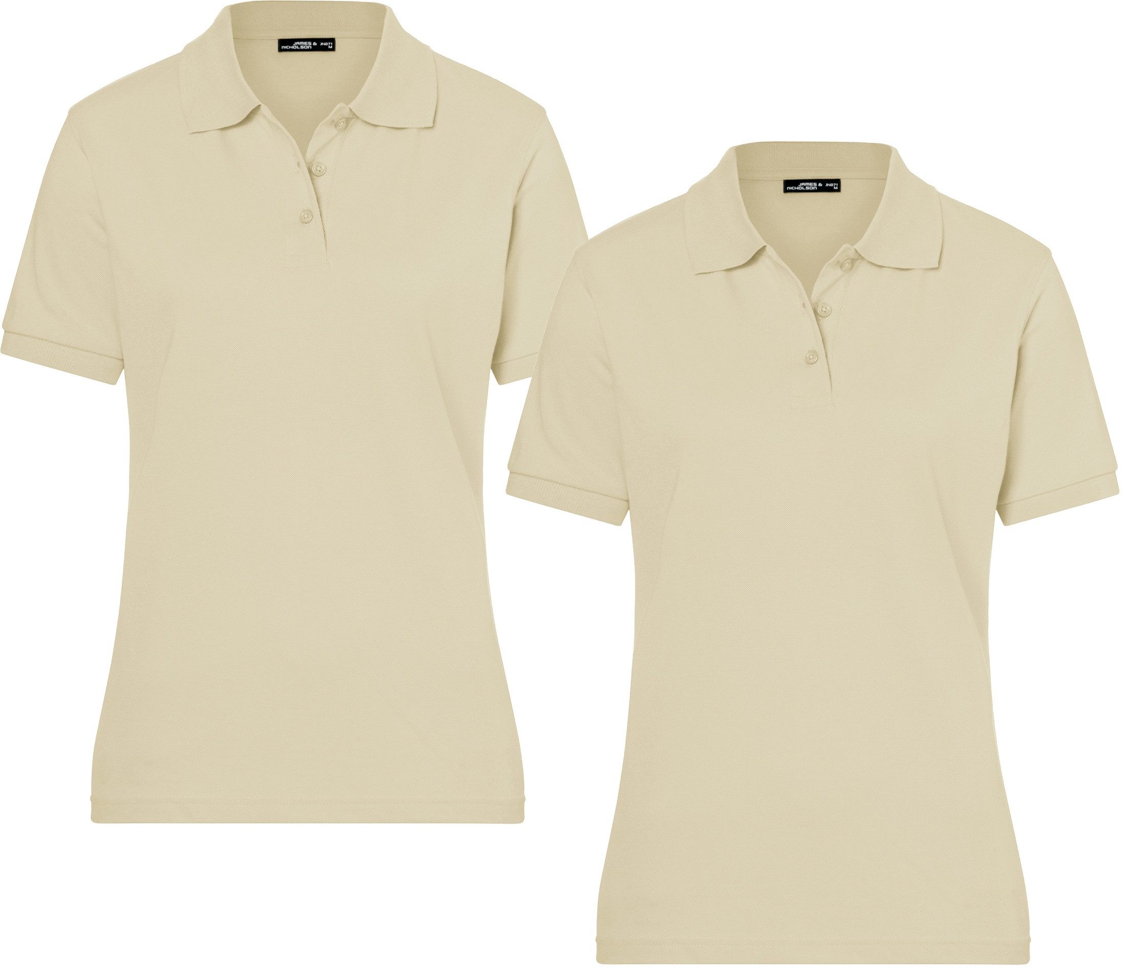 Poloshirt Doppelpack Feines Damen Piqué-Poloshirt mit gestrickten Bündchen JN071