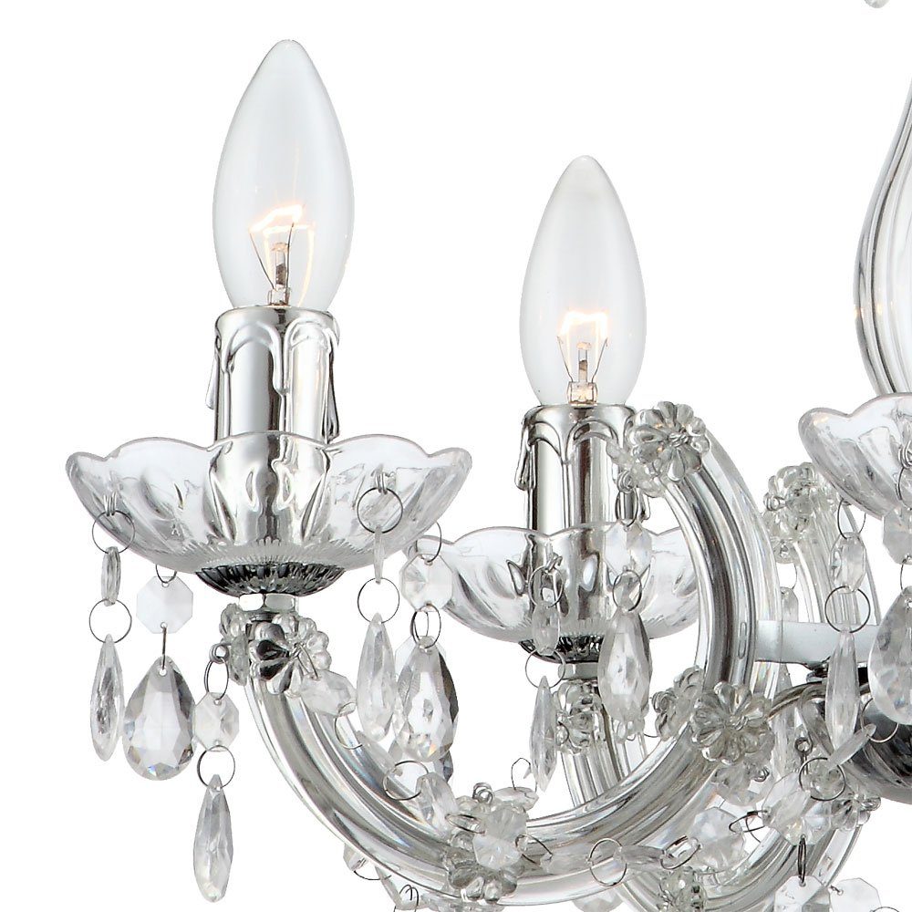 GLOBO LIGHTING Kronleuchter, Leuchtmittel nicht inklusive, Kronleuchter Hängeleuchte Lüster chrom Kristall klar 5 Flammig E14