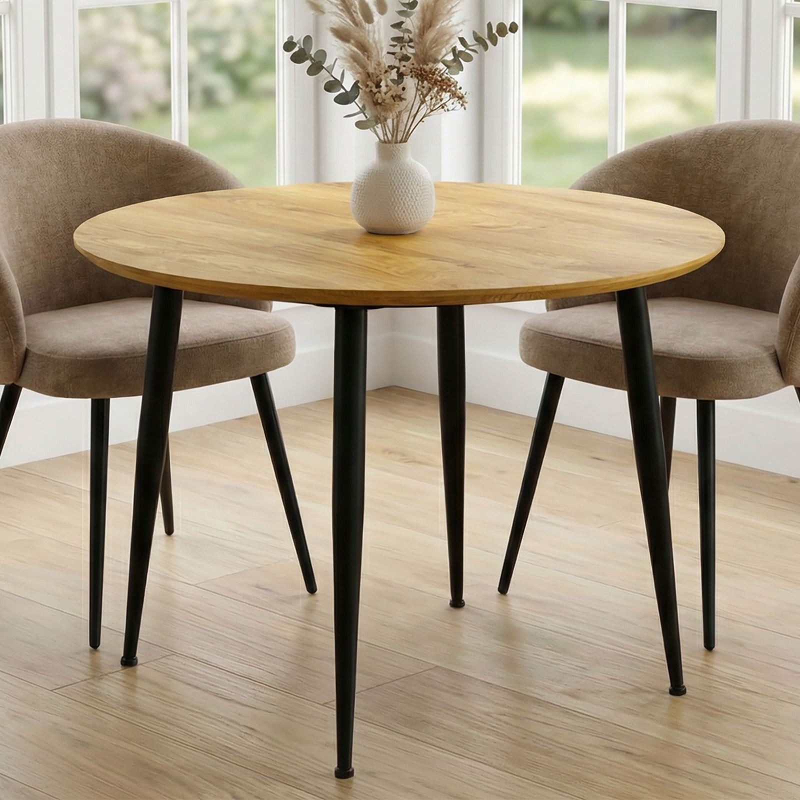 IDIMEX Esstisch NEVERS, Esszimmertisch rund 100 cm mit stabilem Metallgestell Eiche Finish