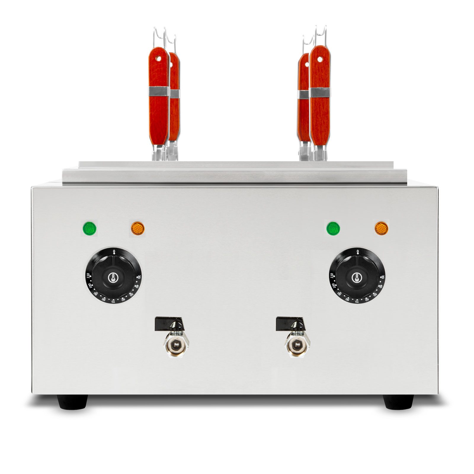 vertes Spaghettitopf Gastro Nudelkocher Pastakocher Teigwarenkocher aus Edelstahl, 2x 1700 Watt, 2 separate Kochbecken zu je 6 Liter