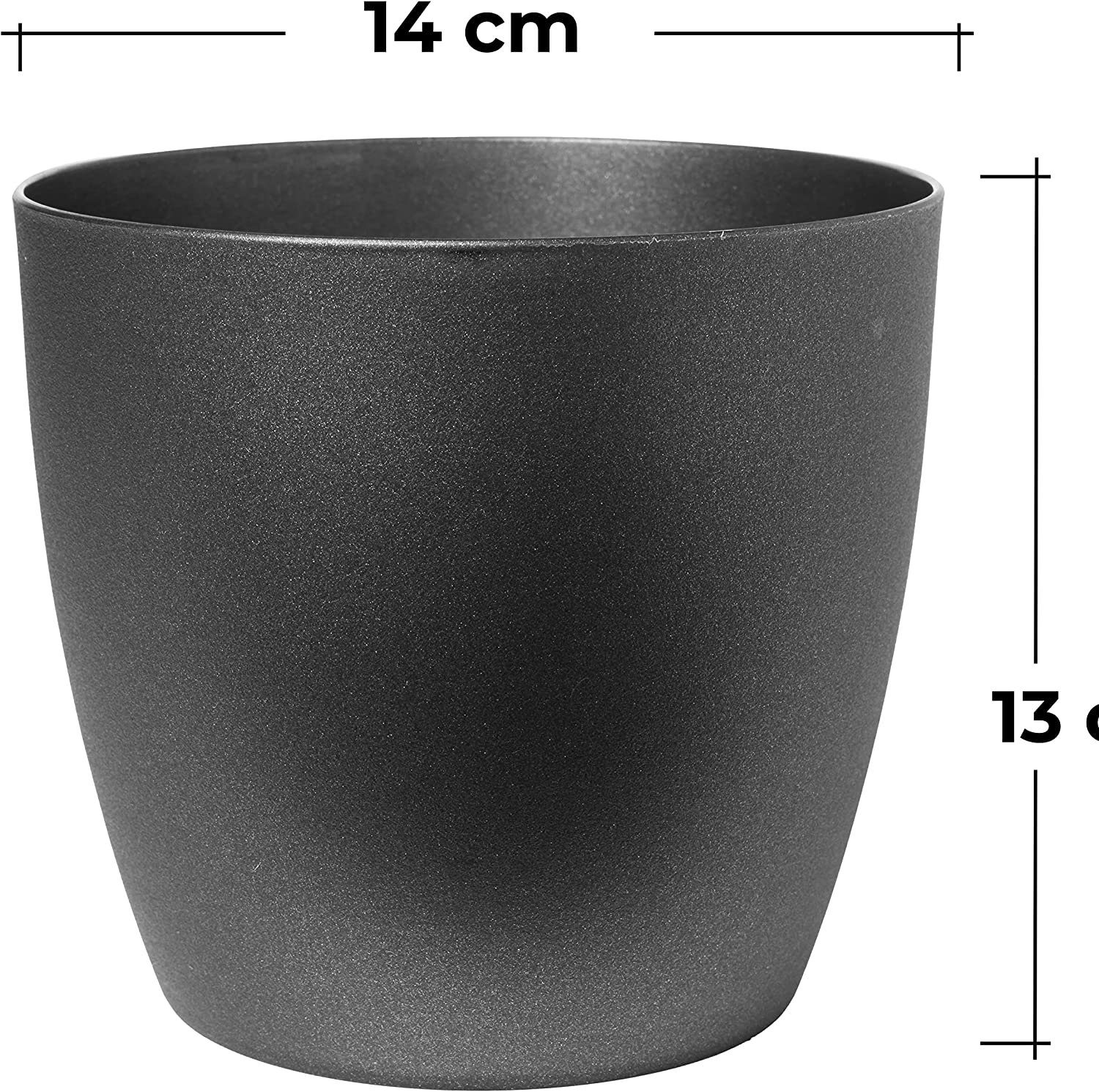 Centi Blumentopf Kräutertopf St., Blumenübertopf Blumentöpfe, (Spar Zimmerpflanzen, Übertöpfe 13 schwarz schwarz, cm), für Ø 14 Übertopf kleine Set, ideale H Fensterbank-Größe, matt 3 cm