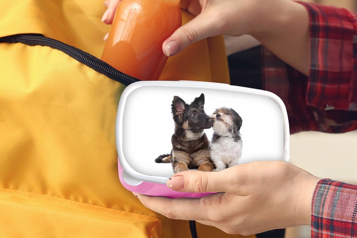 MuchoWow Lunchbox Brotdose Mädchen, Snackbox, einem Kunststoff, Boomer Kinder, rosa anderen Kunststoff (2-tlg), mit Brotbox Erwachsene, für Hund