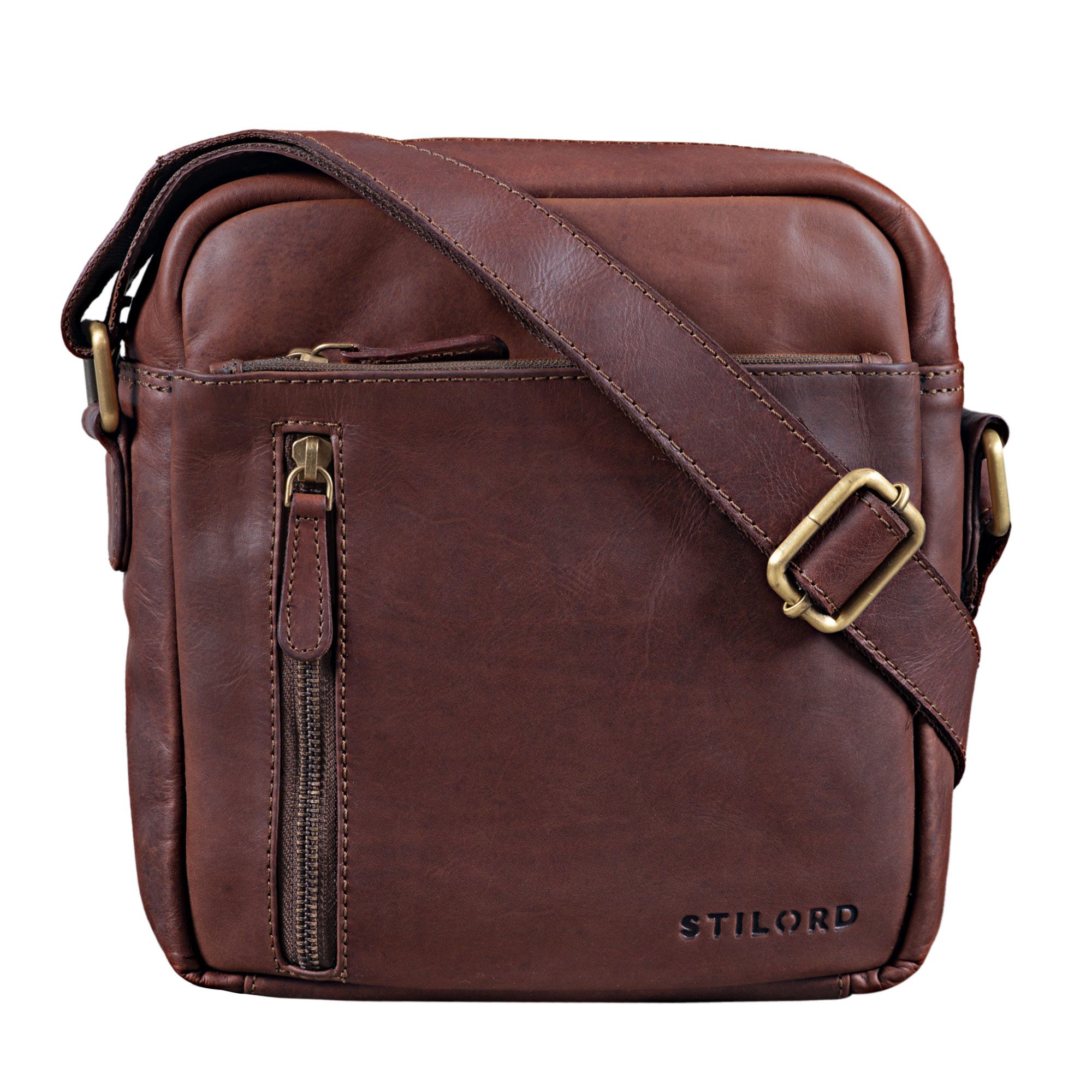 STILORD Schultertasche "Benno" Leder Umhängetasche Herren klein