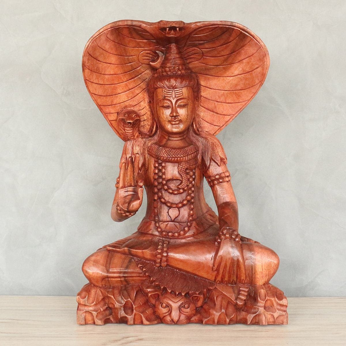 im in traditionelle Holzfigur 50 (1 Herstellung St), Ursprungsland Shiva Oriental Dekofigur cm Sitzende Handarbeit Galerie