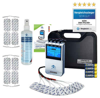 Axion TENS-EMS-Gerät 4 Kanal STIM-PRO X9+ TENS Gerät, TENS Schmerztherapiegerät, (Spar-Set), EMS Muskelaufbau, Massagegerät, Beckenbodentraining