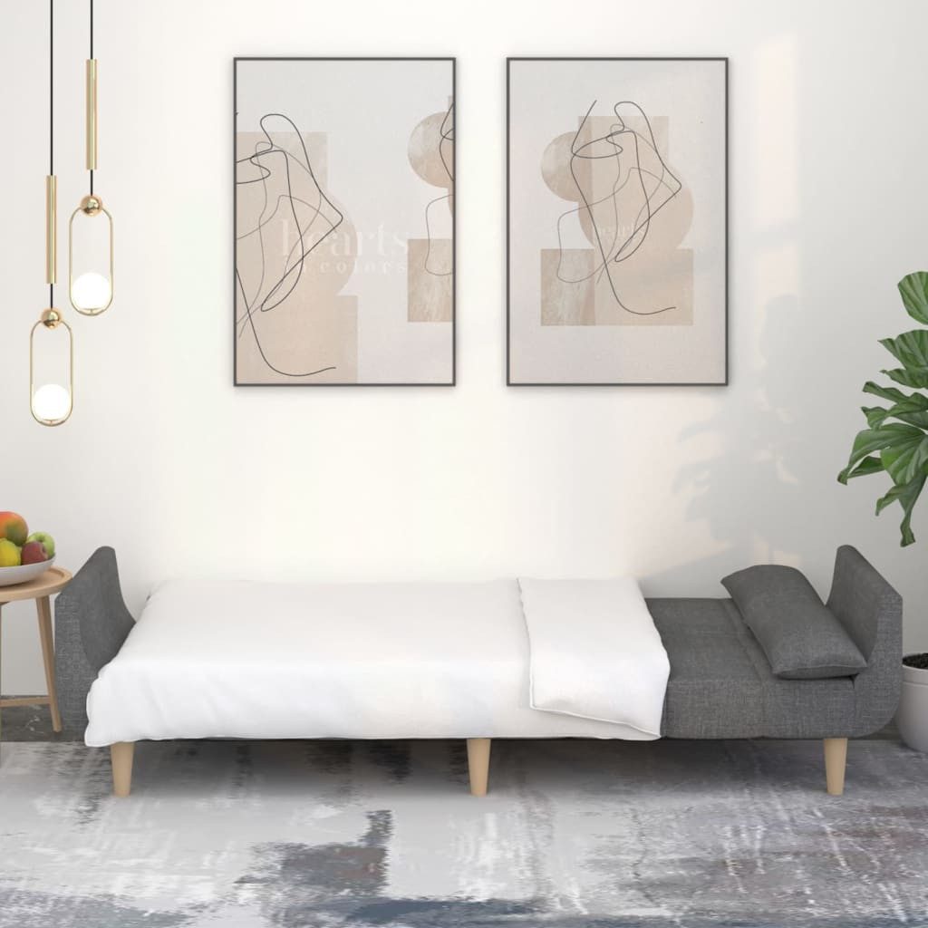 vidaXL Sofa Schlafsofa 2-Sitzer mit 2 Kissen Hellgrau Stoff günstig online kaufen