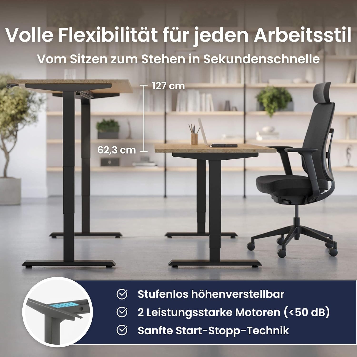 Ergotopia Schreibtisch Ergotopia® Desktopia Pro X Höhenverstellbarer Schreibtisch Gestell, elektrisch verstellbarer Bürotisch inkl. edlem OLED-Display – Bild 5 von 5