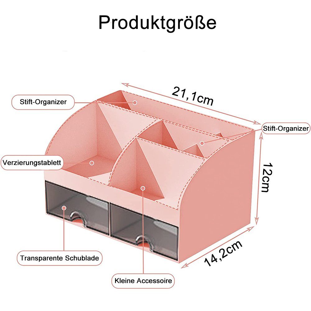 Rosa Fächern NUODWELL und Organizer, 6 mit Schreibtisch 2 Stiftehalter Schubladen Organizer