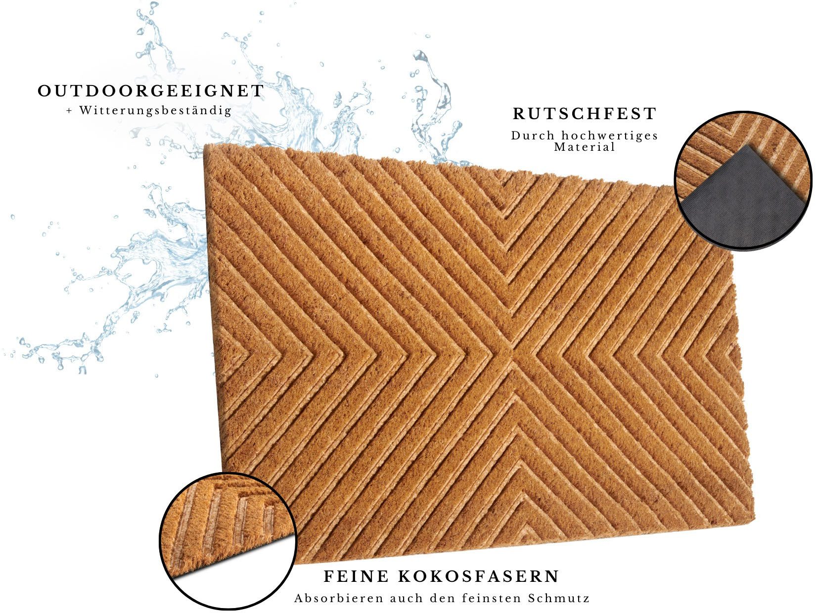 HANSE Home Fußmatte Mix Mats Kokos Geometric, Türmatte, rechteckig, Höhe: 15 mm, Strapazierfähig, pflegeleicht, robust, wetterfest, UV-beständig – Bild 2 von 5