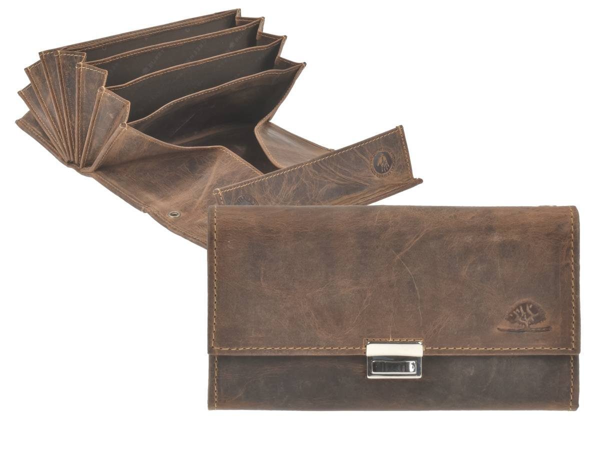 Greenburry Kellnerbörse Vintage, Geldbörse, Leder, Gastronomie, used Look antik braun