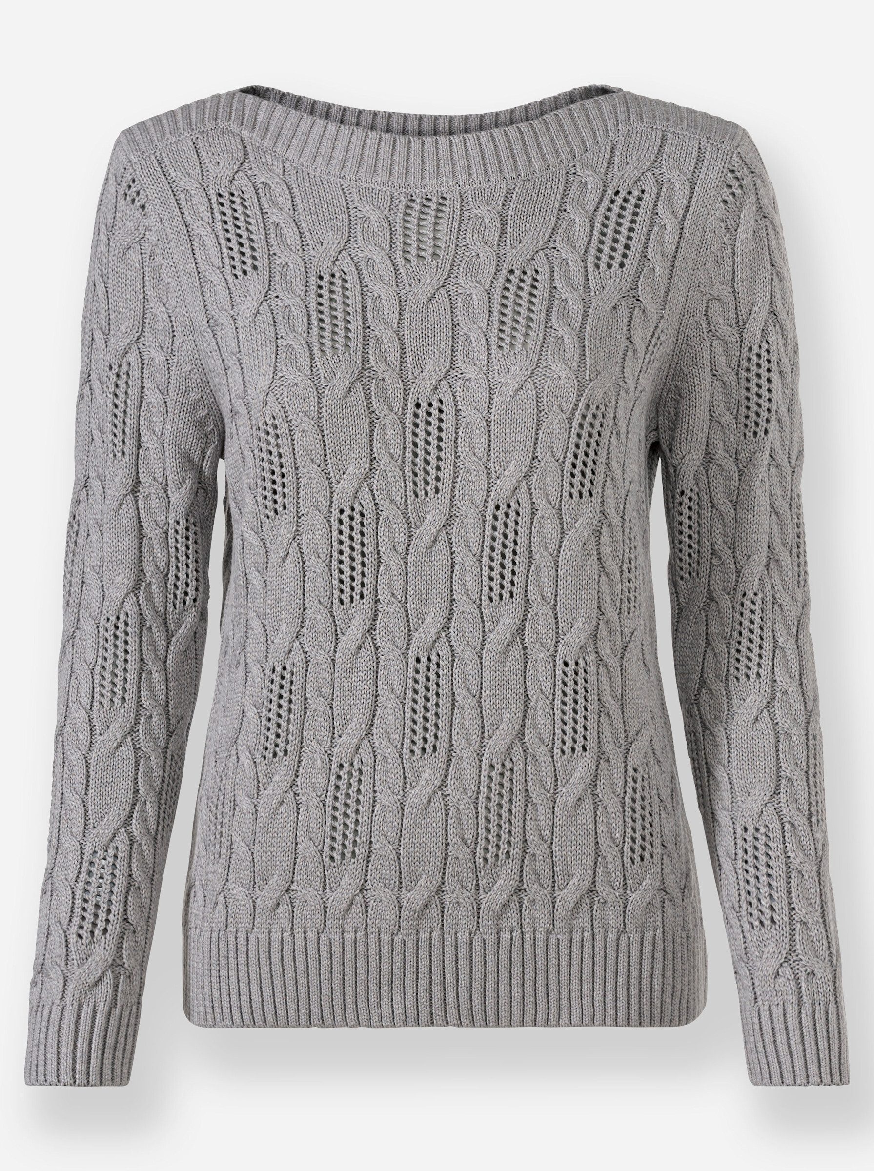 Strickpullover Pullover Langarm Ajour, Zopfmuster