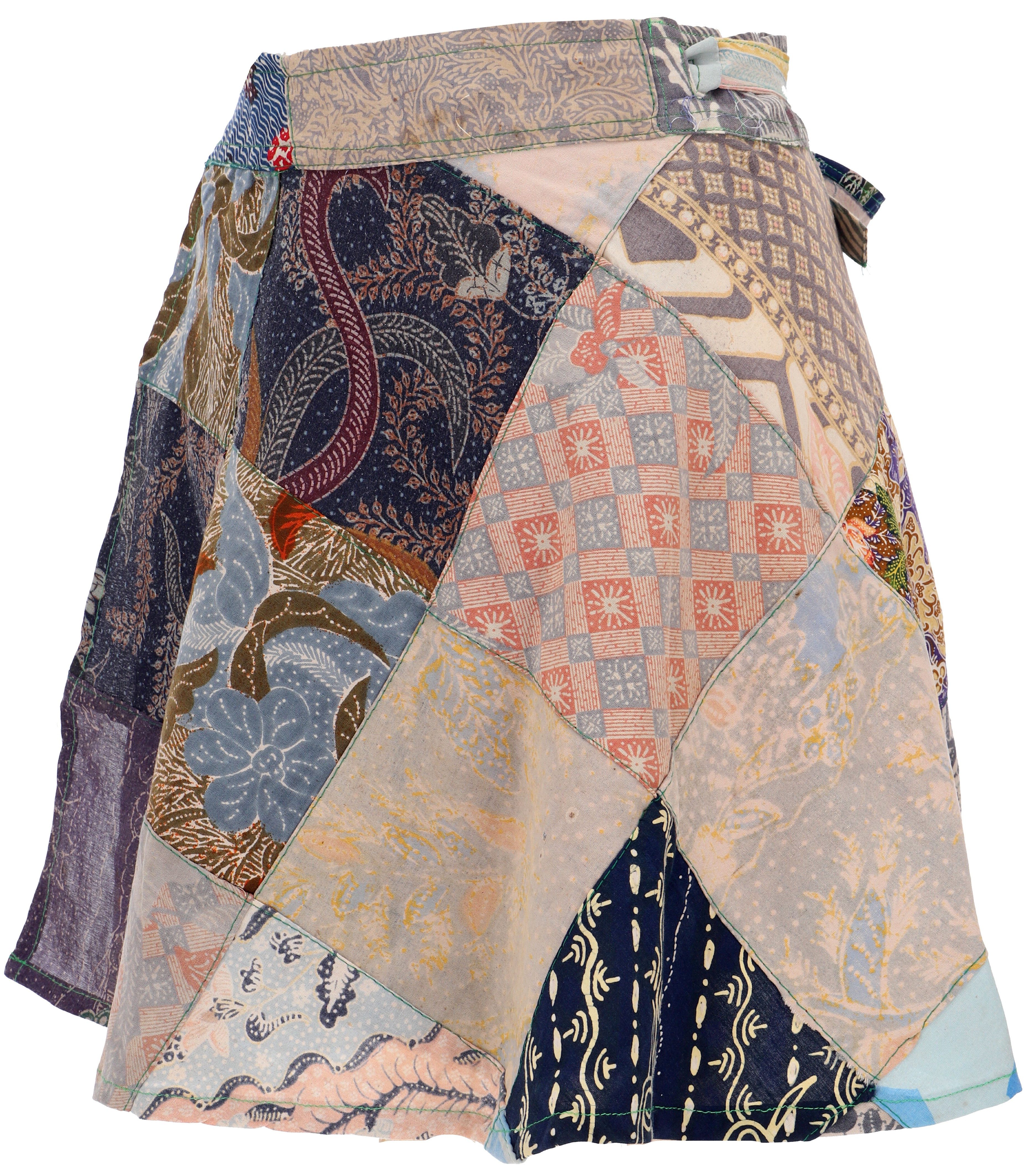 Guru-Shop Minirock Weit schwingender Patchwork Wickelrock,.. günstig online kaufen