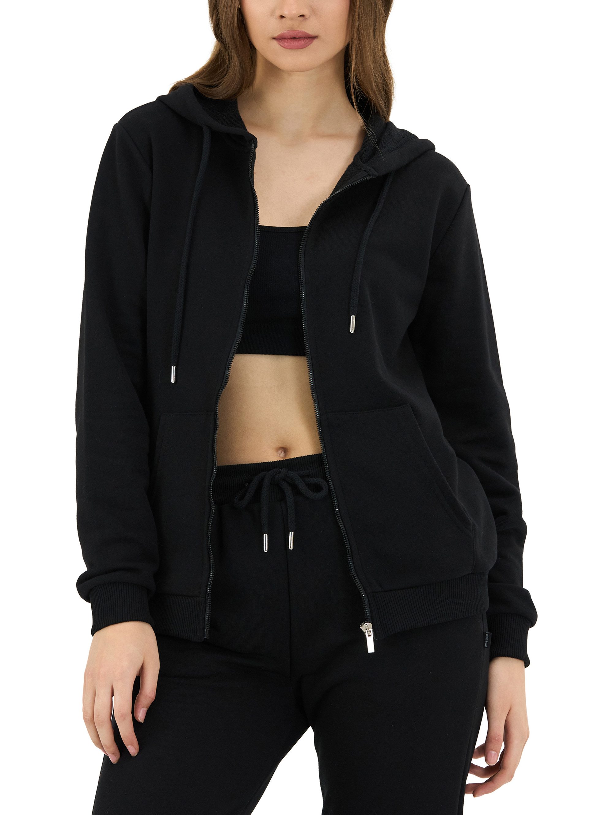 RedBridge Kapuzensweatjacke Basic mit Zipper und Kordelzug