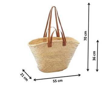 Kobolo Shopper »Palmtasche mit Ledergriffen und Lederhenkeln«