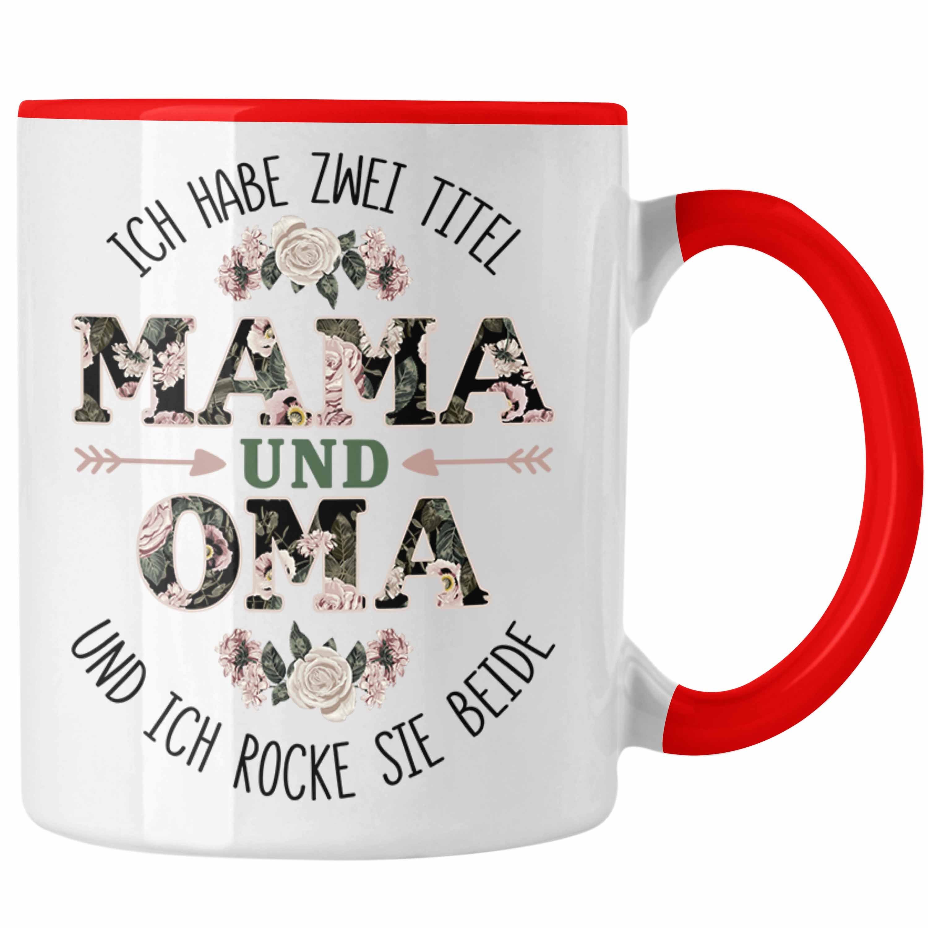Trendation Tasse Trendation - Mama und Oma Tasse Geschenk für Oma Weihnachten Geburtstag Lustige Tasse Beste Oma Rot