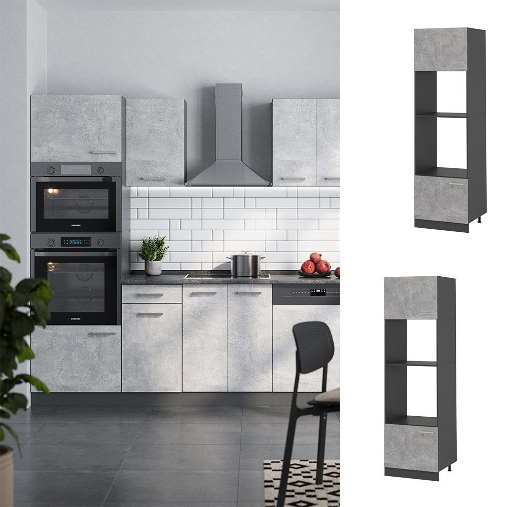 Vicco Mikrowellenumbauschrank R-Line, Beton/Anthrazit, 60 cm günstig online kaufen