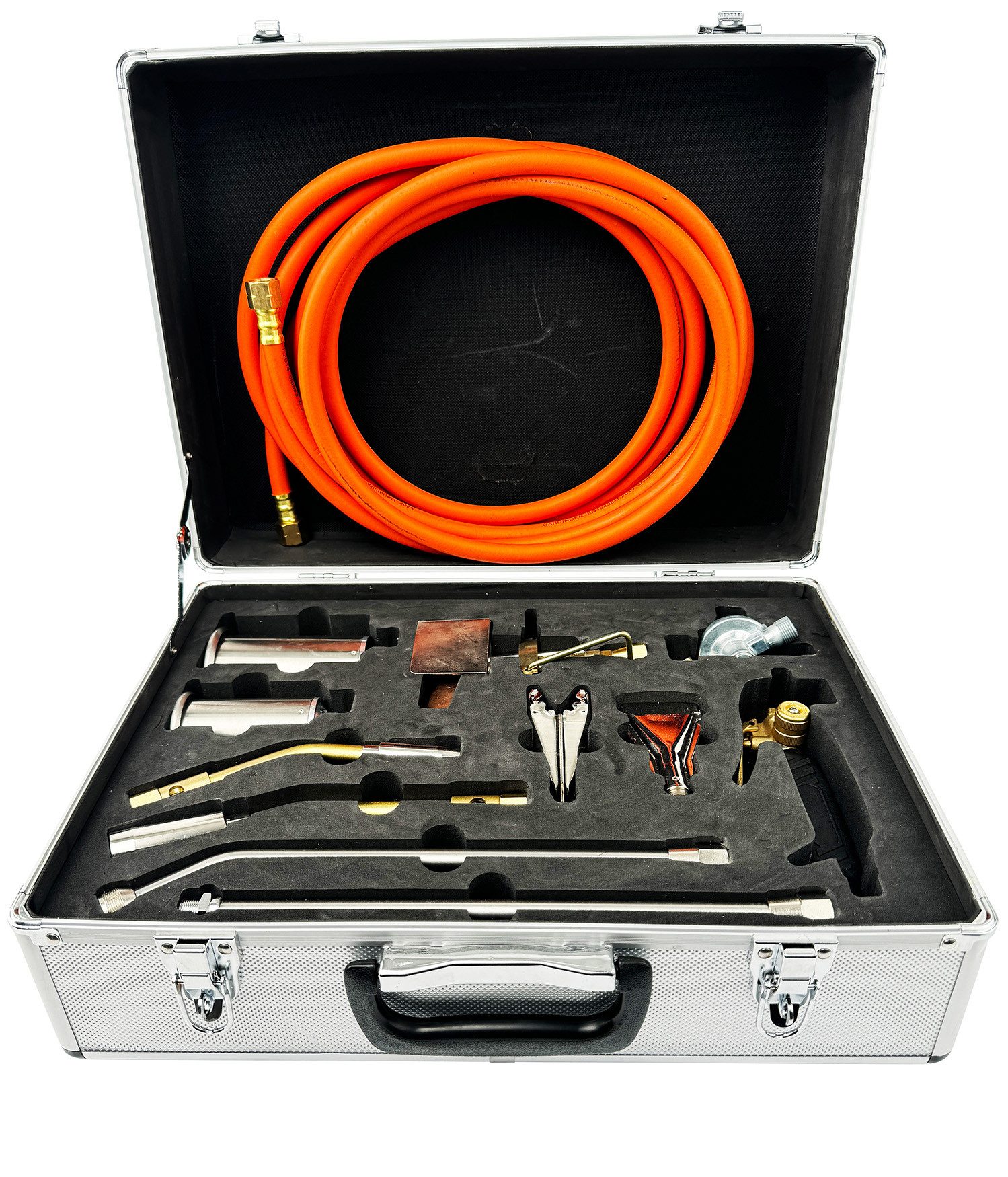 WELDINGER Lötkolben Lötkoffer professional für Propan Sicherheitshandgriff Schlauch Regler, max. 1800 °C, Flüssiggas, Set, Komplettsatz für unterschiedliche Lötarbeiten