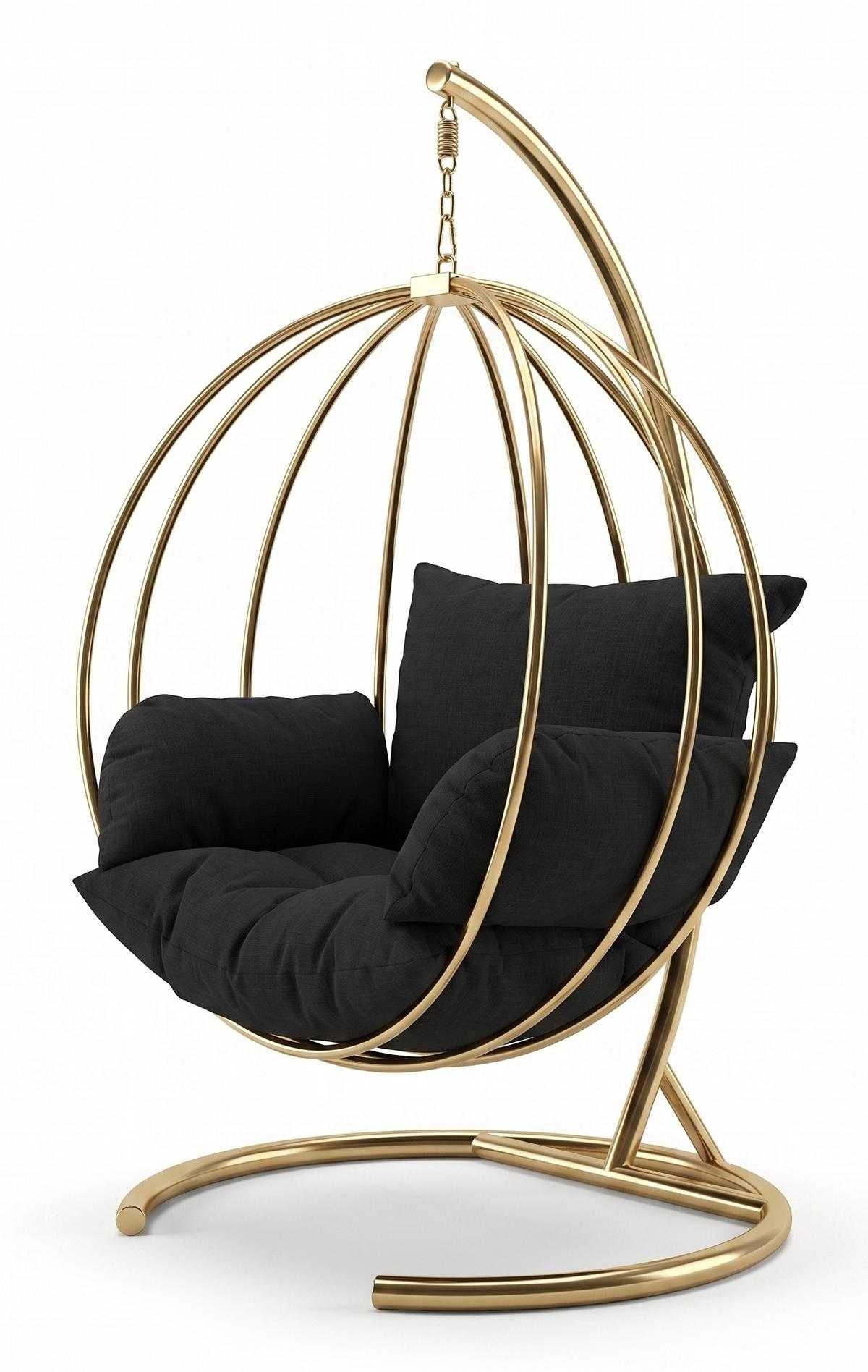 Xlmoebel Hängesessel Eleganter Hängestuhl aus Metall in Goldoptik für modernes Wohnen, Made in Europa