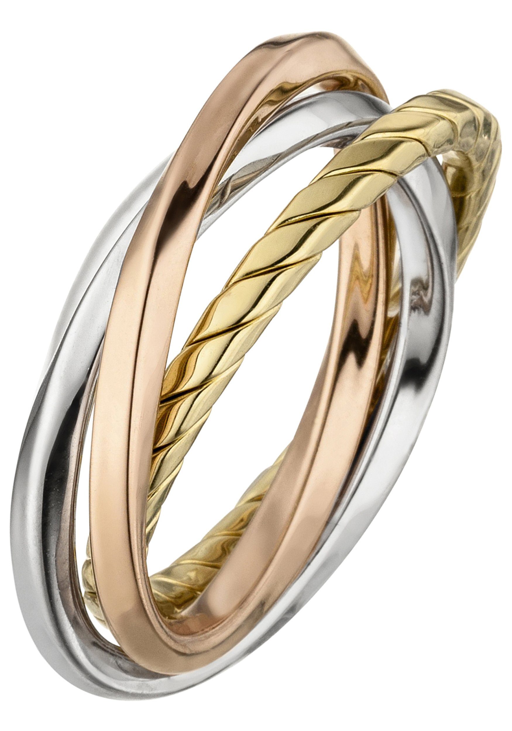 JOBO Silberring Wickelring, verschlungen 925 Silber tricolor dreifarbig ver günstig online kaufen