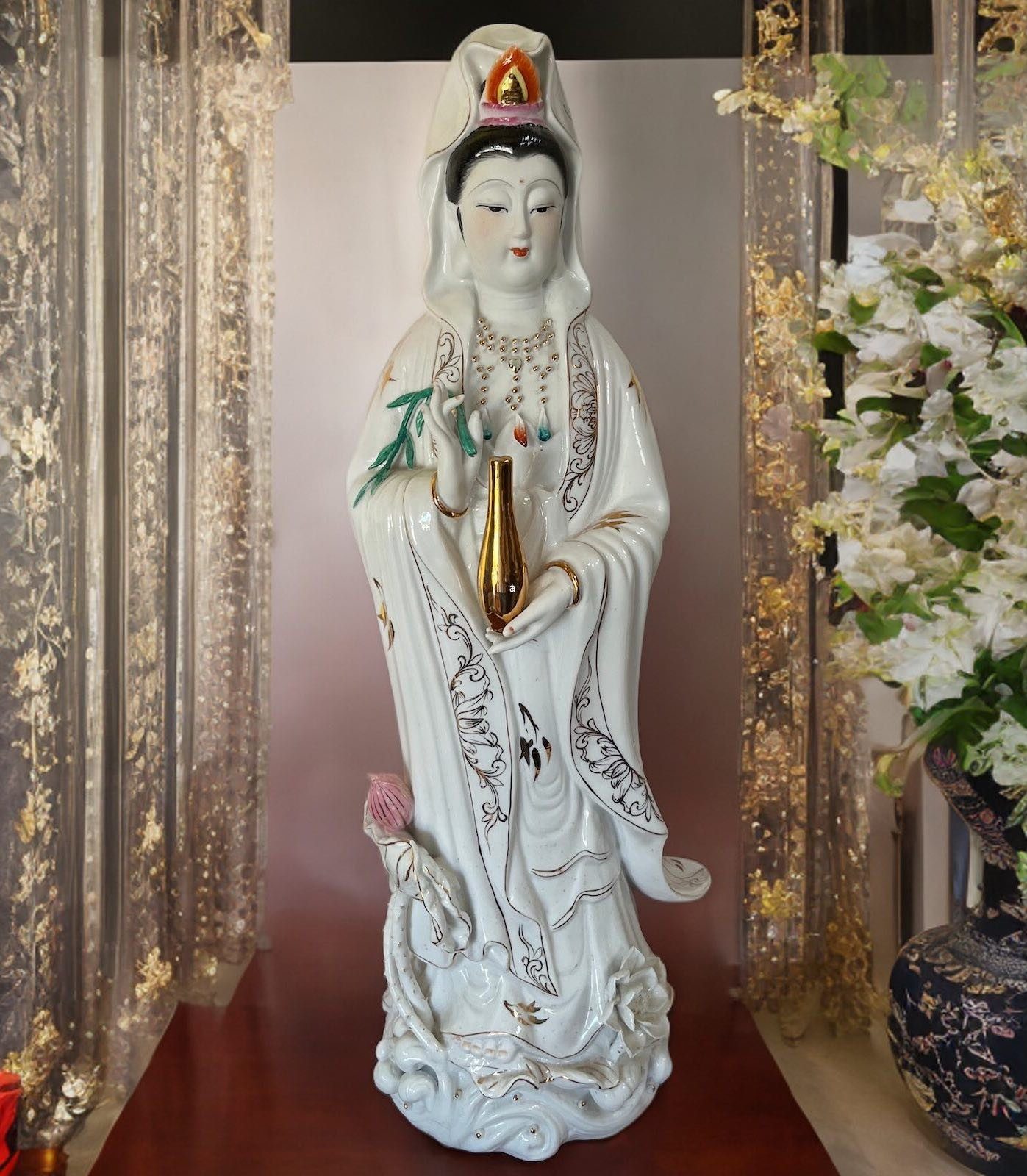 Figur 66 Kwan-Yin groß Porzellan aus cm LifeStyle Buddha Buddhafigur Asien