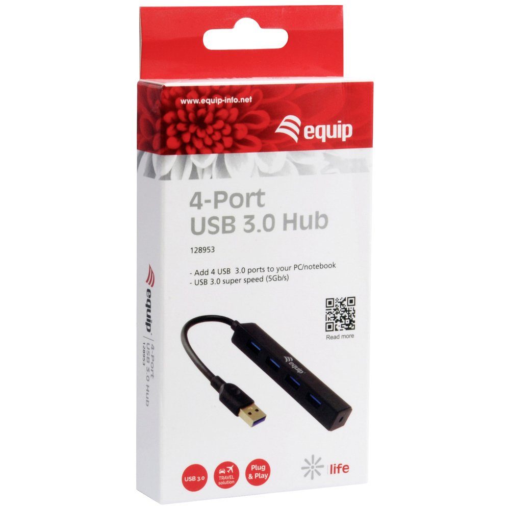 Equip USB-Verteiler Equip 4 Port Schwarz USB 3.0-Hub