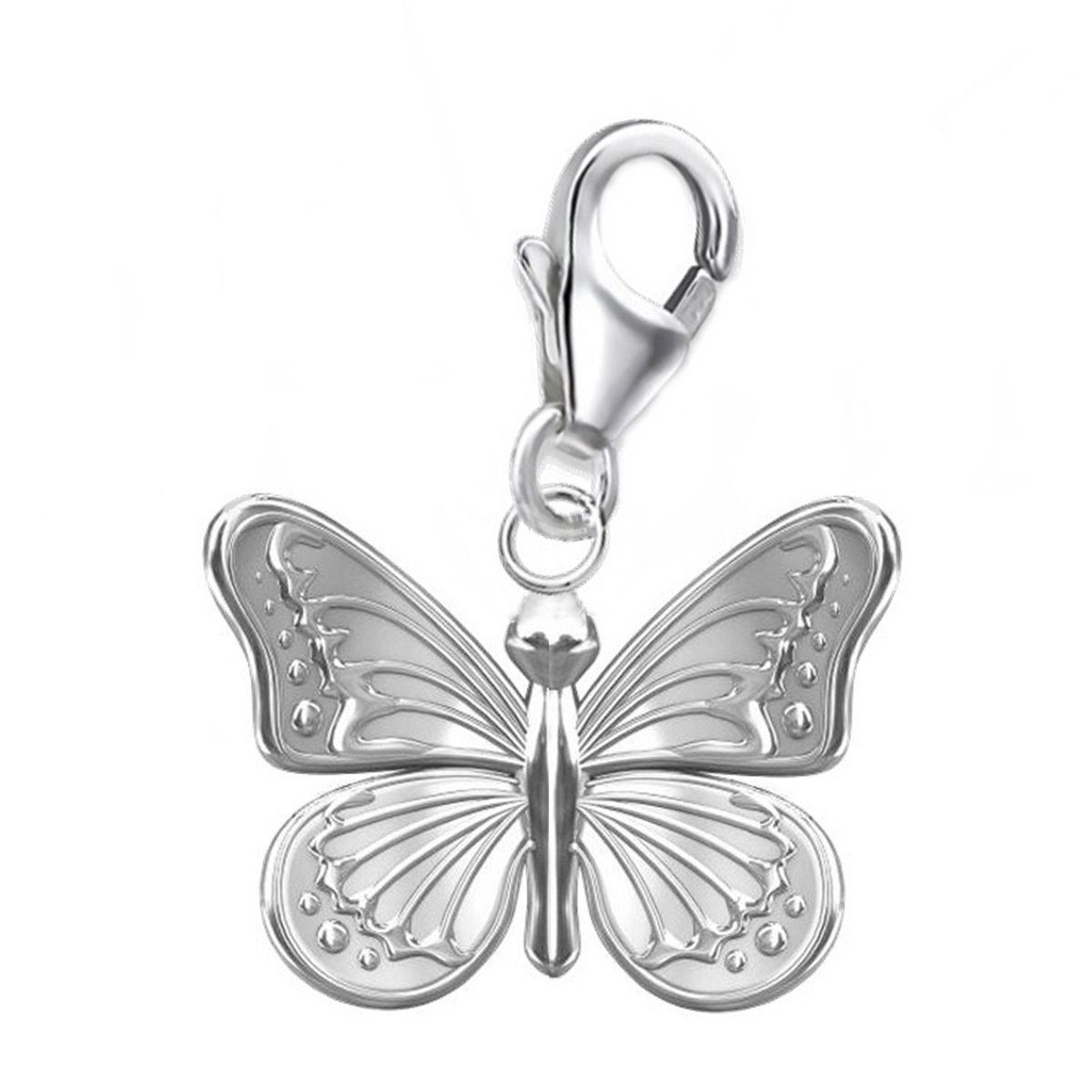 Goldene Hufeisen Charm Schmetterling Schmetterling Karabiner Charm Anhänger 925 Sterling-Silber (inkl. Etui), für Gliederarmband oder Halskette | Charm-Anhänger