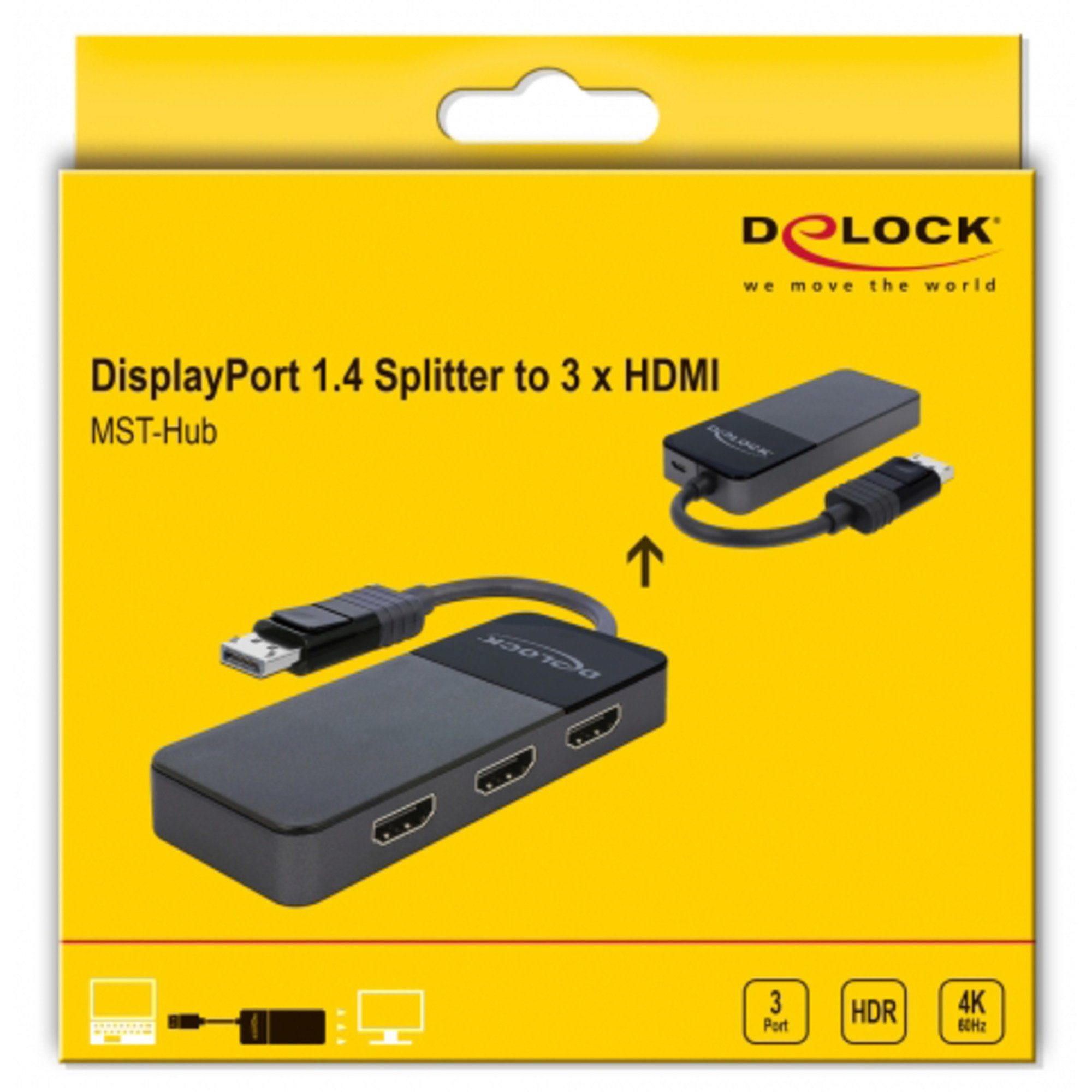 Delock DeLOCK DisplayPort Splitter 1.4 > 3x HDMI MST, Audio- & Video-Adapter