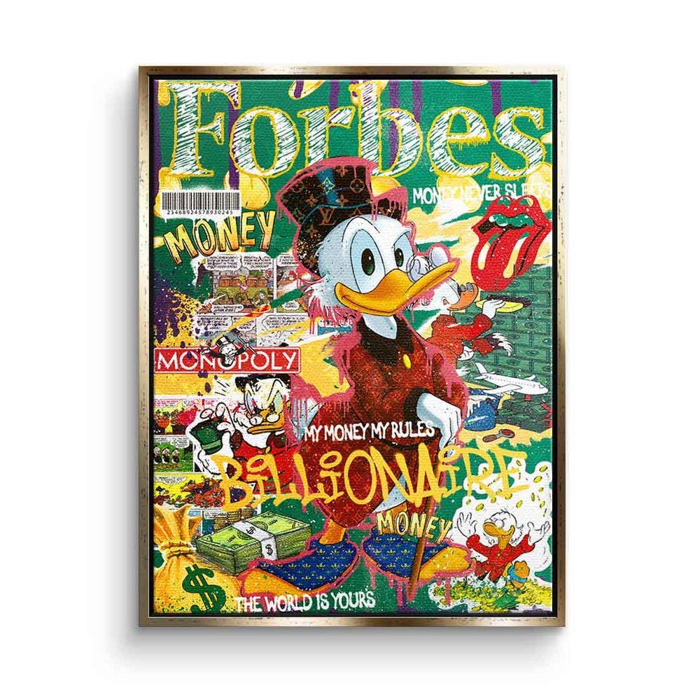 Rahmen collage Art Pop Leinwandbild, Forbes DOTCOMCANVAS® Duck Comic DOTCOMCANVAS Dagobert silberner Leinwandbild