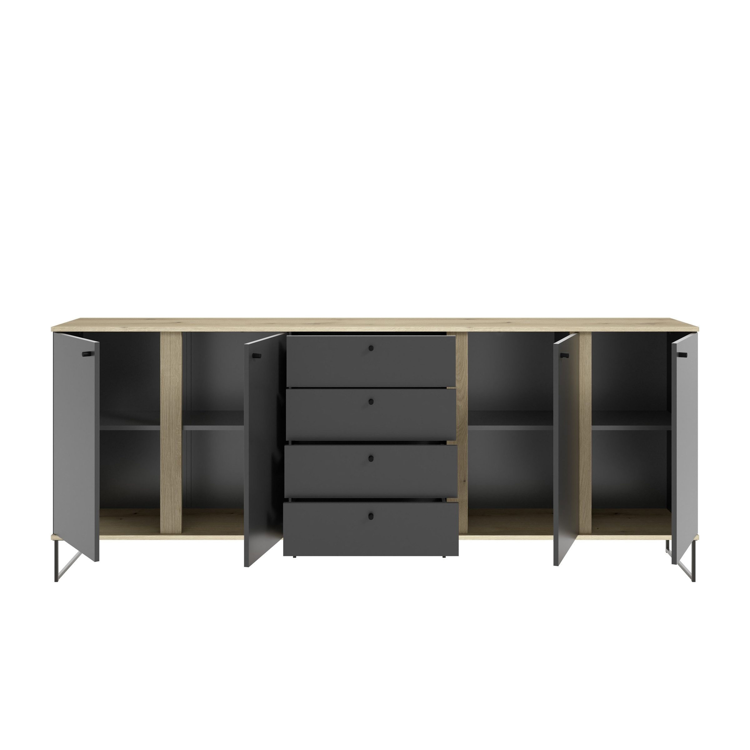 Bega Consult Sideboard in Anthrazit / Evoke Oak Dekor - 225x89x38 (BxHxT)