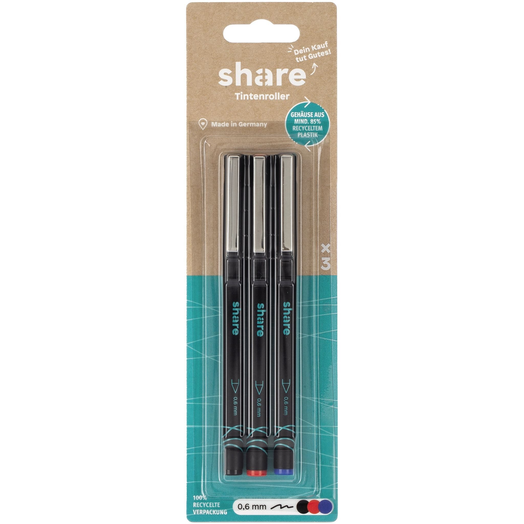share Tintenroller Edding Tintenroller schwarz-rot-blau 3er-Blister