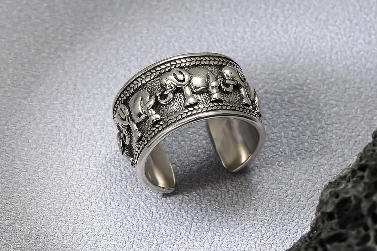 Elefanten Fingerring Größenverstellbar Silber, Eyecatcher in Ring mit Statement