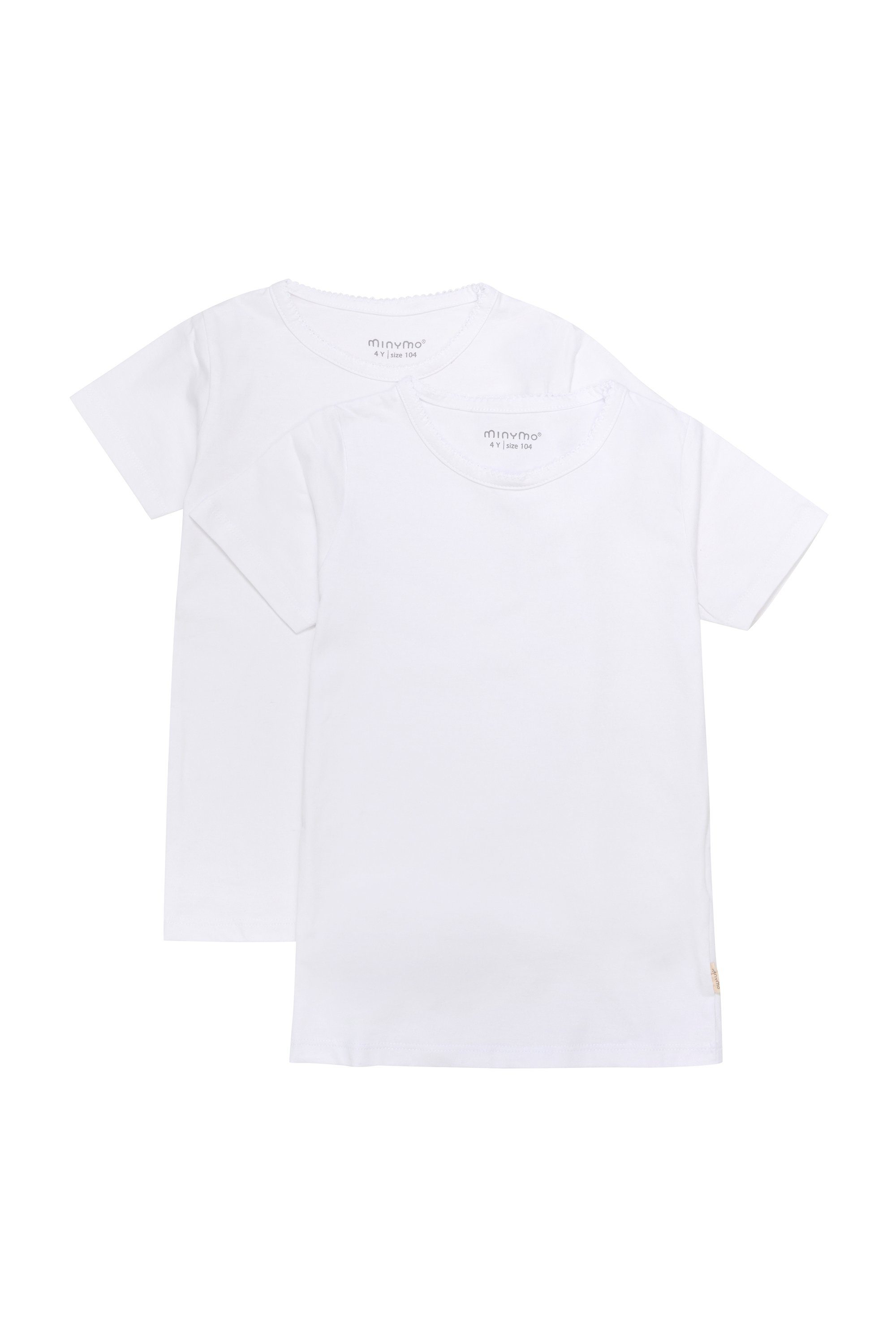 Minymo T-Shirt MIBasic (2-tlg) 2er Pack Kurzarmshirt Basic und mit Print