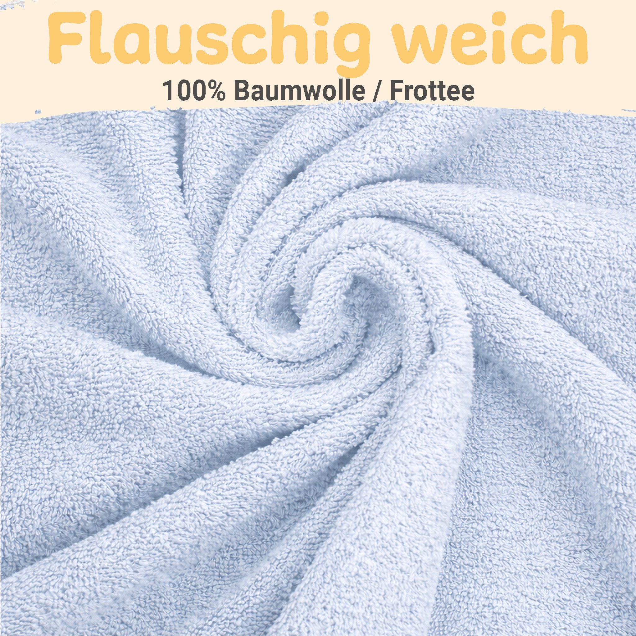 Babykajo Kapuzenhandtuch 80x80 - 100x100 cm, Frottee (3-St), Kuschliges Baby Handtuch mit Waschlappen