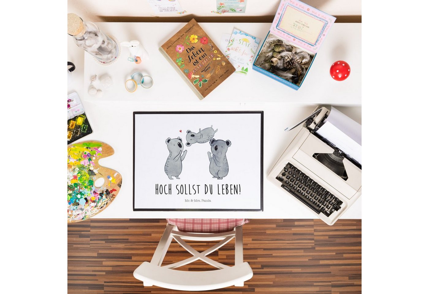 Thumbnail - Mr. & Mrs. Panda Schreibtischunterlage Koalas Feiern - Weiß - Geschenk, Geburtstag, Bürobedarf, Schreibtisch, (Packung, ...