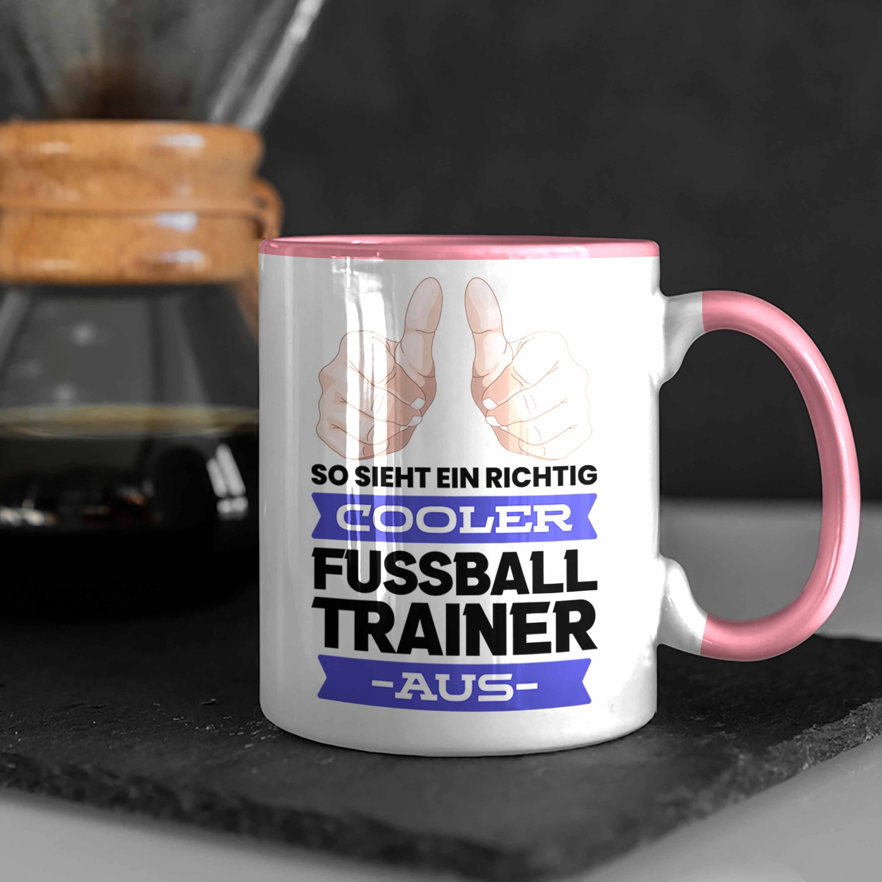 Trendation Geburtstag Spruch - Tasse Geschenk Bester Fussballtrainer Danke Rosa Fußball Geschenkidee Coach Tasse Weihnachten Trendation