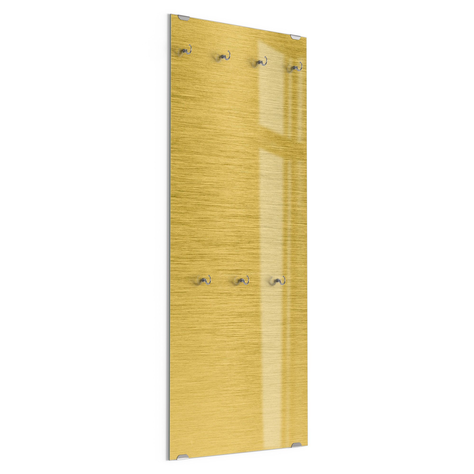 DEQORI Kleiderhaken 'Gebürstete Goldoberfläche', Glas Garderobe hängend Flur Jackenhalter modern Wandgarderobe Haken