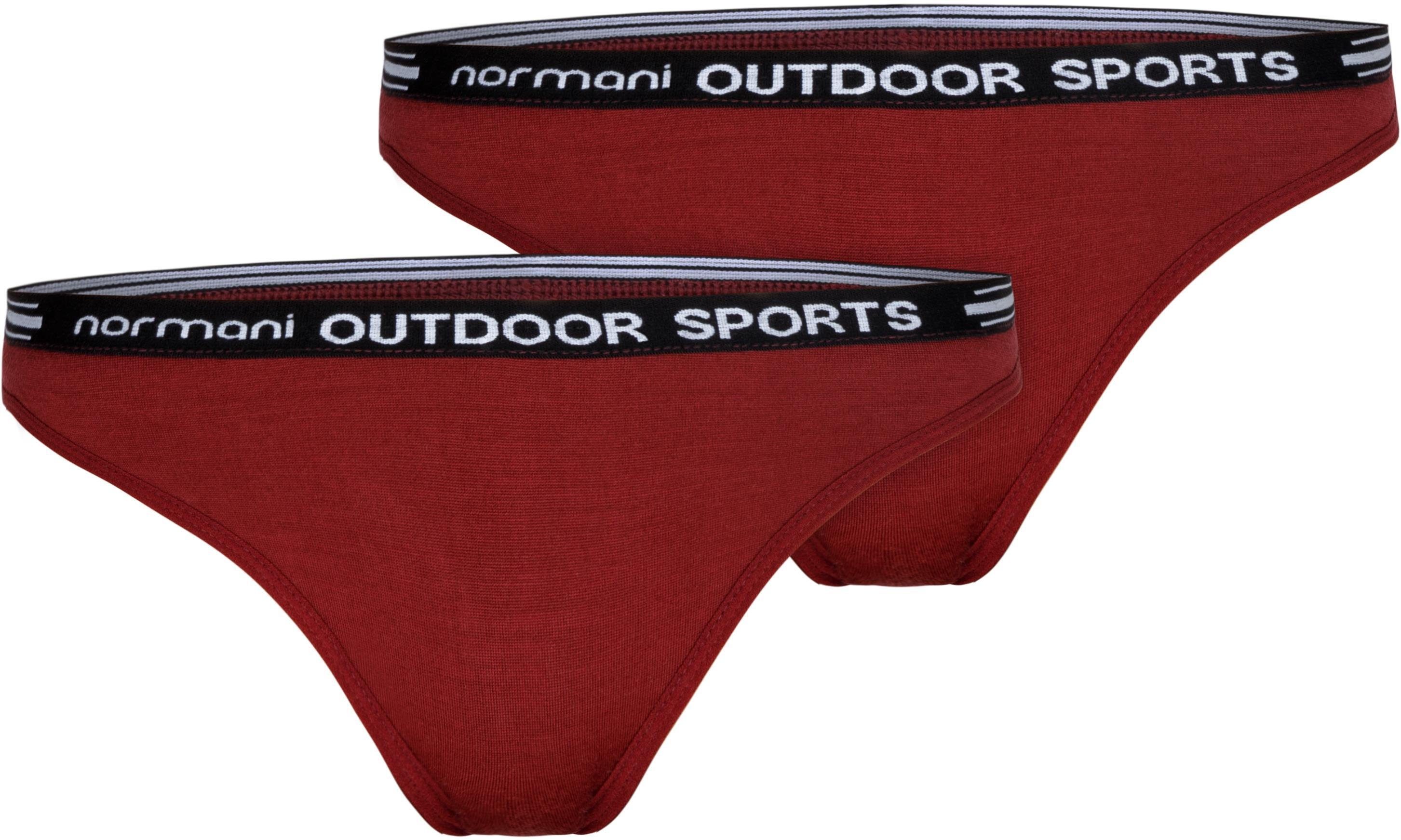 „Dubbo“ (1-St) Damen normani Tanga String 100% Outdoor Rot Unterhose 2er Sport Pack Tanga - Merino Bio-Merinowolle Merinounterwäsche