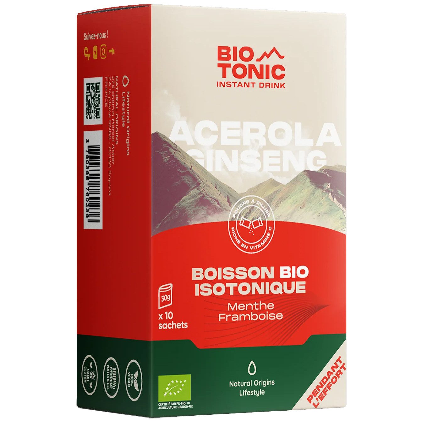 Natural Origins Lifestyle BioTonic Isotonisches Getränk Biotonische Minze/Himbeere Pulver, 340 g
