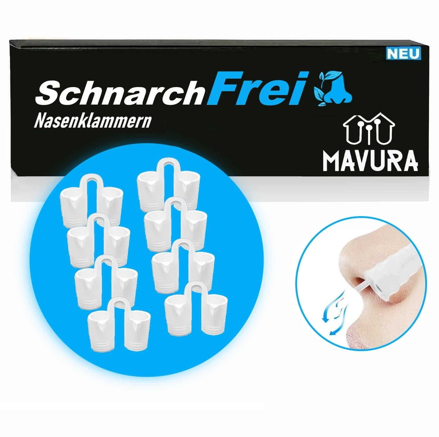 MAVURA Ограничители храпа SchnarchFrei Nasenspreizer Nasendilatatoren Nasenklammern Schnarchen, Nasendilatator Sport Fitness [8er Set]