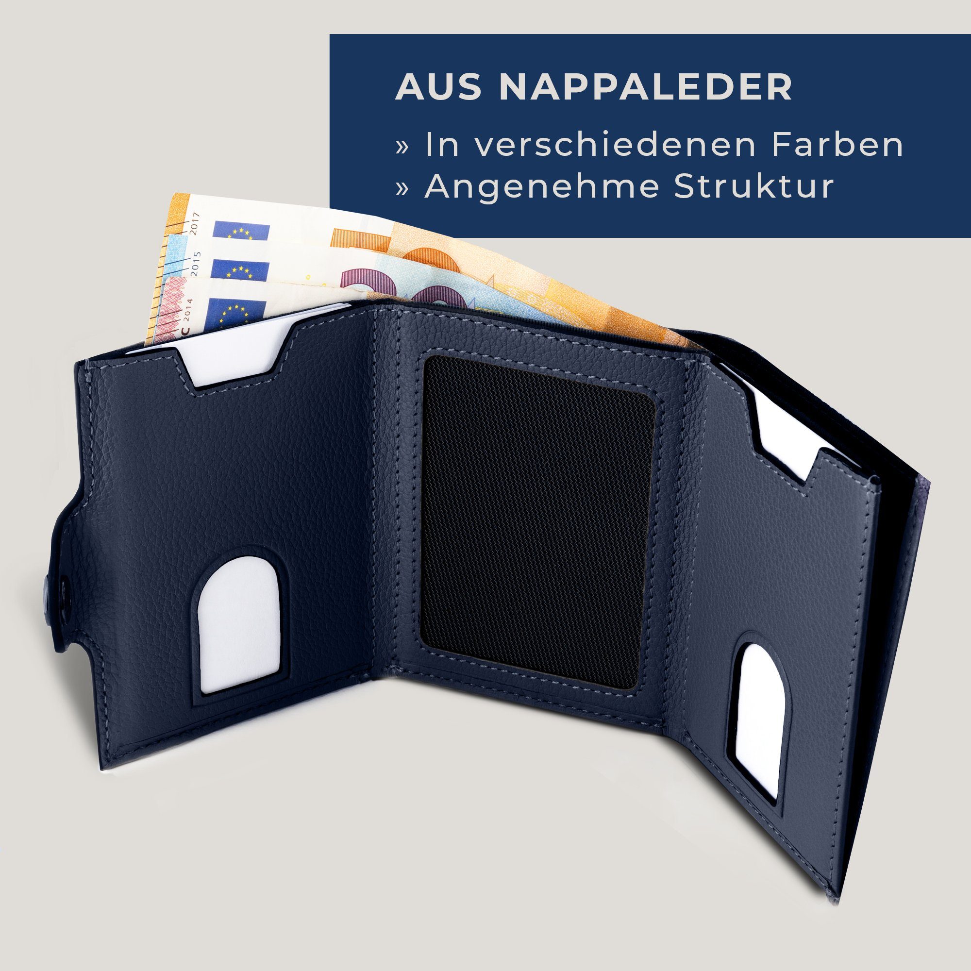 VON HEESEN Geldbörse Whizz Geschenkbox Slim RFID-Schutz Wallet Blau 6 Geldbeutel Wallet & inkl. Kartenfächer, Portemonnaie mit