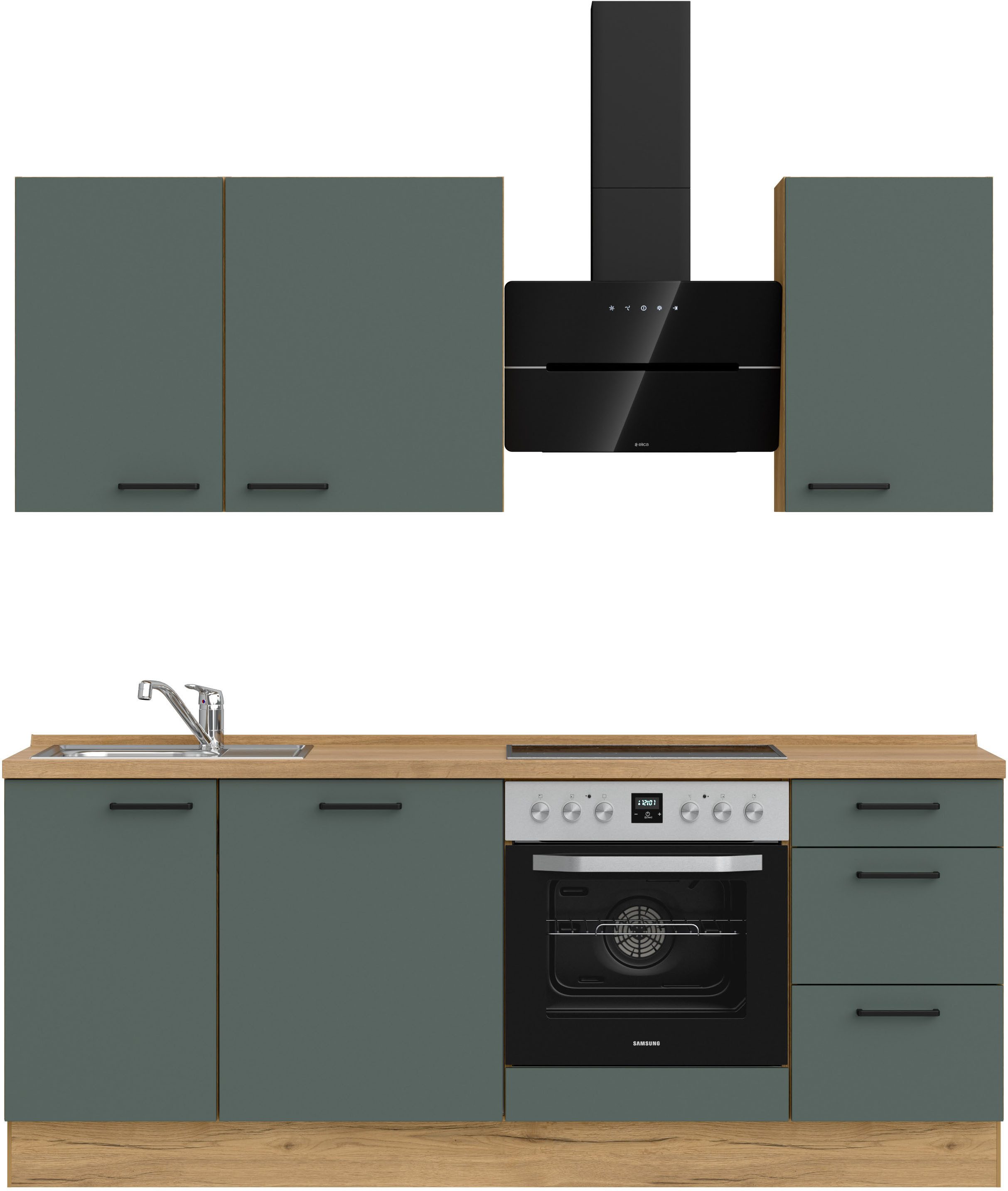 nobilia® Küchenzeile "Easytouch premium", vormontiert, Ausrichtung wählbar, Breite 210 cm, mit E-Geräten